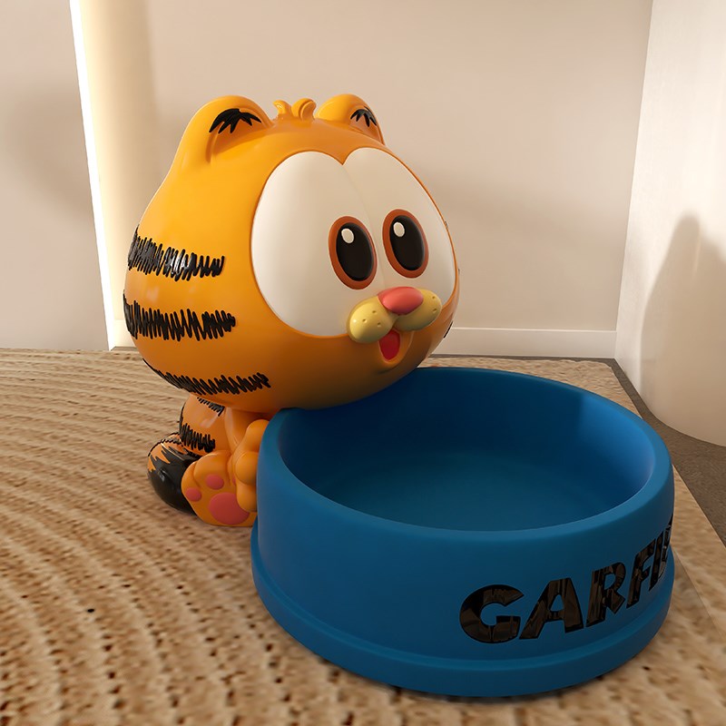 加菲猫碗客厅狗碗通用猫咪食盆狗盆不易打翻猫食盆幼猫不锈钢摆件
