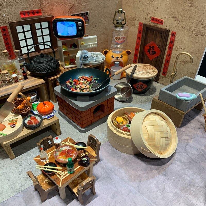 电器迷你小厨房农家院做饭饭食材可以吃的不粘锅缩小版小屋全套墙