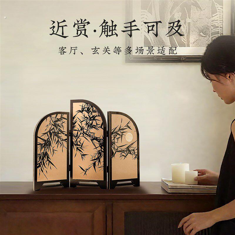 中古风复古创意小屏风装饰画摆件客厅玄关桌面装饰乔迁新居礼物