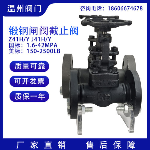 锻钢法兰闸阀截止阀Z41H/Y J41H/Y-16C254064C100C 150 300LB美标