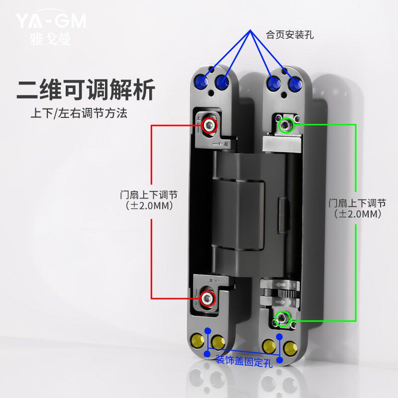 隐形门液压合页静音缓冲阻尼自动闭门暗门木门隐藏十字铰链