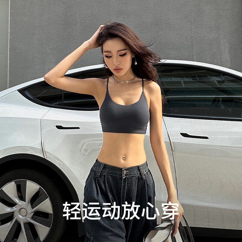 轻运动美背背心女可外露肩带内衣小胸聚拢无痕带杯垫文胸2025夏季