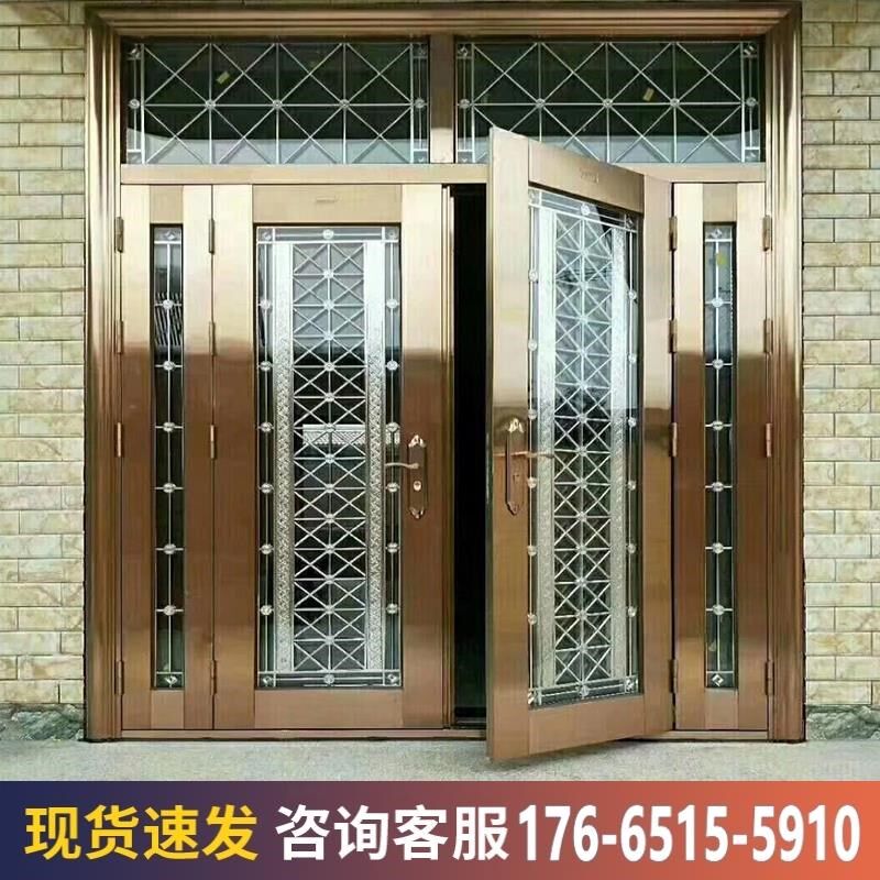 不锈钢门进户门304加厚乡村大门双开门防盗门农村自建房别墅大门