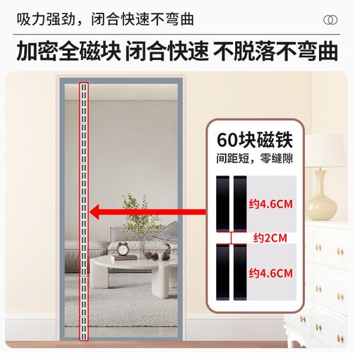 2025新款高档防蚊门帘磁性纱窗帘金刚网自粘门夏季防蝇磁块侧开帘