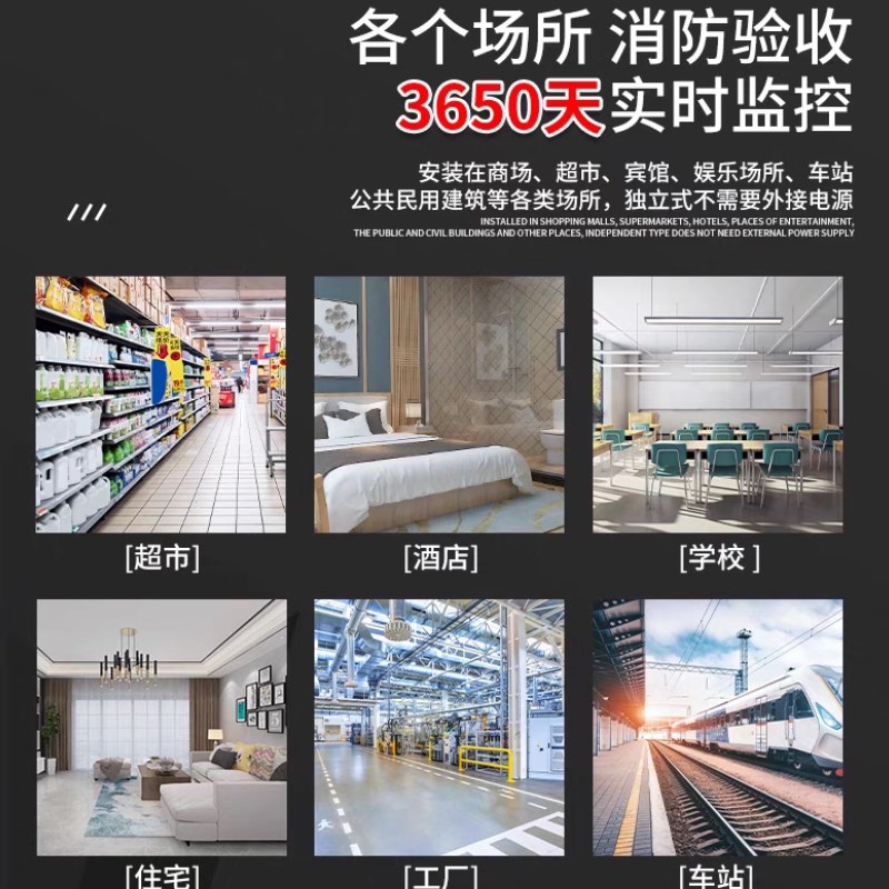 烟雾报警器消防烟感带电线家用厨房220V插电专用警报器火灾探头