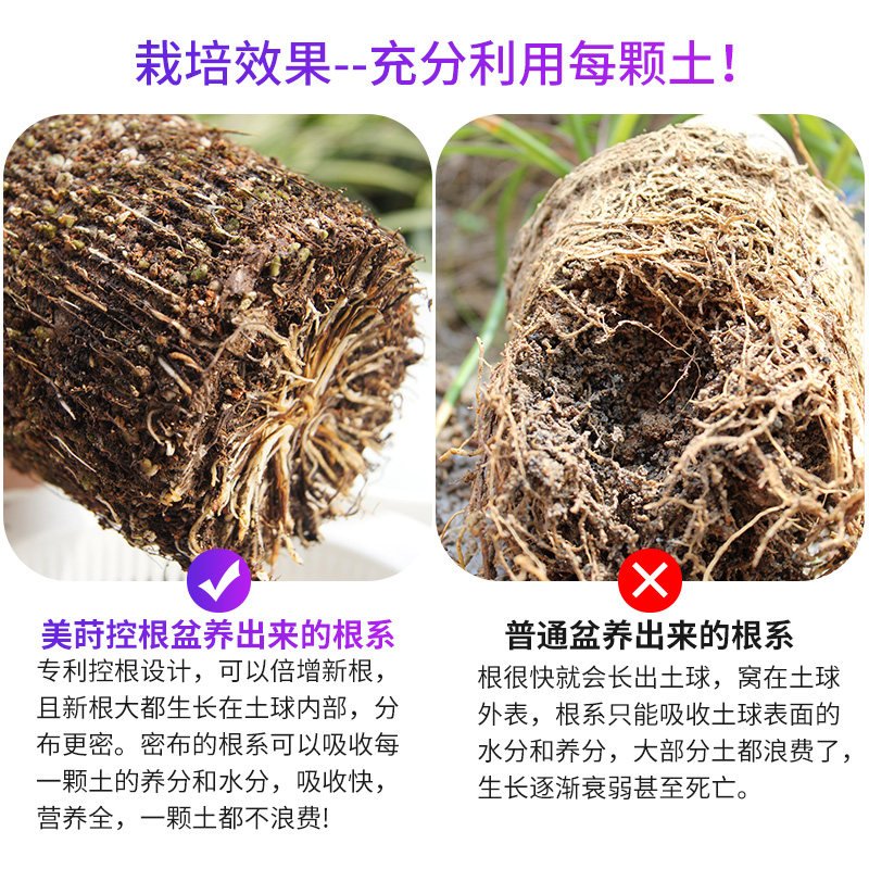 美莳控根盆白色树脂塑料透气超大号深高青山加仑月季绣球专用花盆