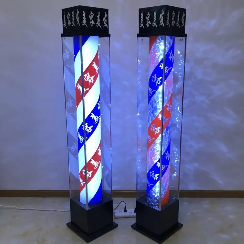 美发落地转灯led超亮招牌钢化玻璃户外防水理发发廊理发店大灯箱