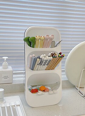 *漂亮的小姨妈*筷子收纳盒家用台面多功能厨房餐具勺子置物架沥水