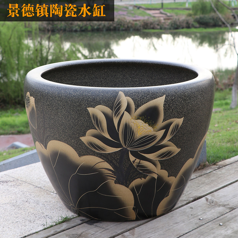 景德镇陶瓷鱼缸荷花缸睡莲缸碗莲乌龟缸书画缸大水缸青花碗莲花盆
