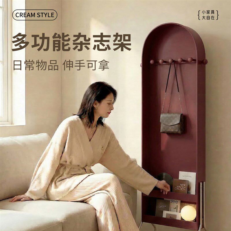 穿衣全身镜挂衣架一体复古卧室服装店落地家用试衣镜可移动立体镜