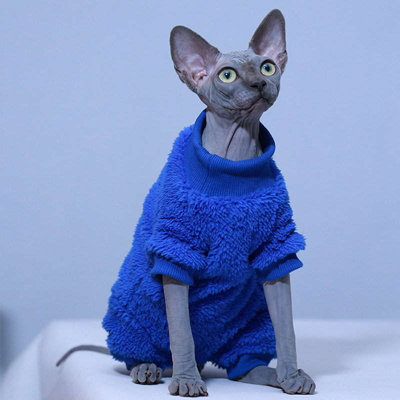 四脚衣护肚子无毛猫衣服斯芬克斯猫德文衣服加厚双面绒冬天