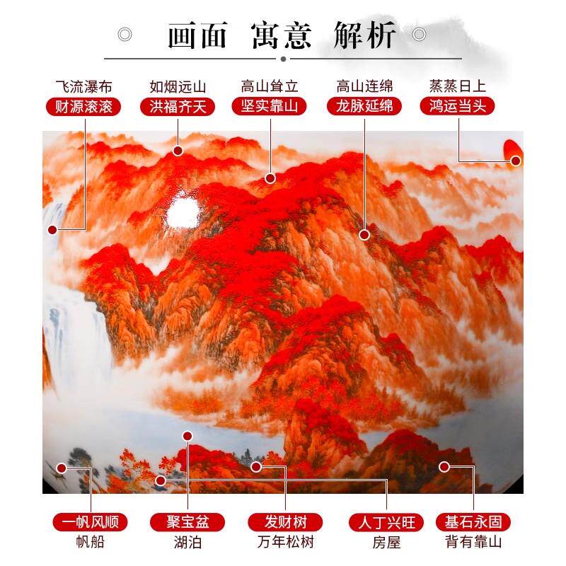 景德镇陶瓷器聚宝盆招财聚财中式茶室客厅圆柱立式空调上方摆件