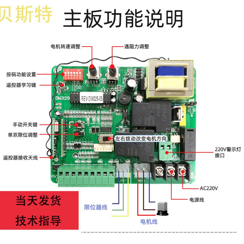 329平移门控制器电动门卷闸门推拉门电机一体机自动平开门机通用