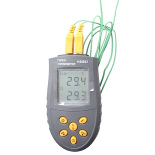 手持数字便携式热电偶双探头二路温度表点温计HS6802