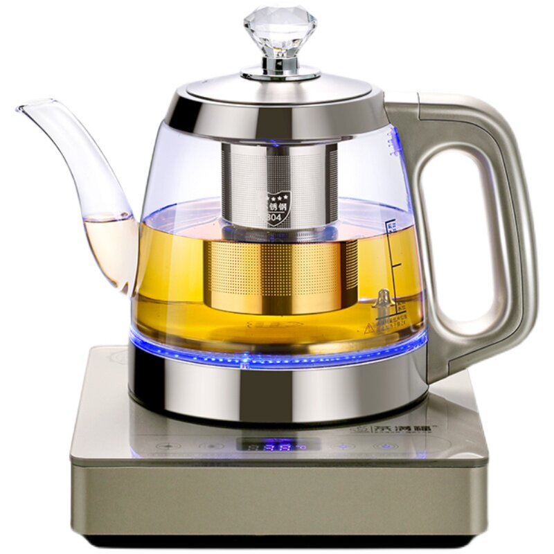 自动上水电热水壶1.2L玻璃煮茶壶 家用快速加热 电磁炉一体茶台