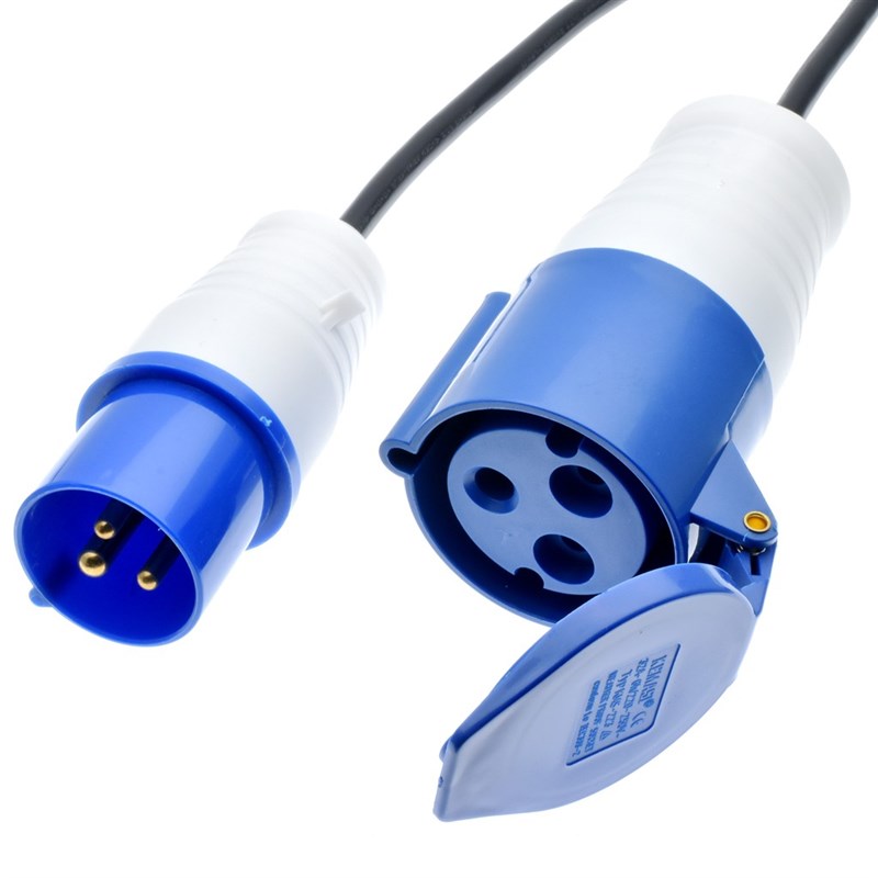 IEC309 16A公头转32A母座2米32A公头转16A母座蓝色工业插头电源线