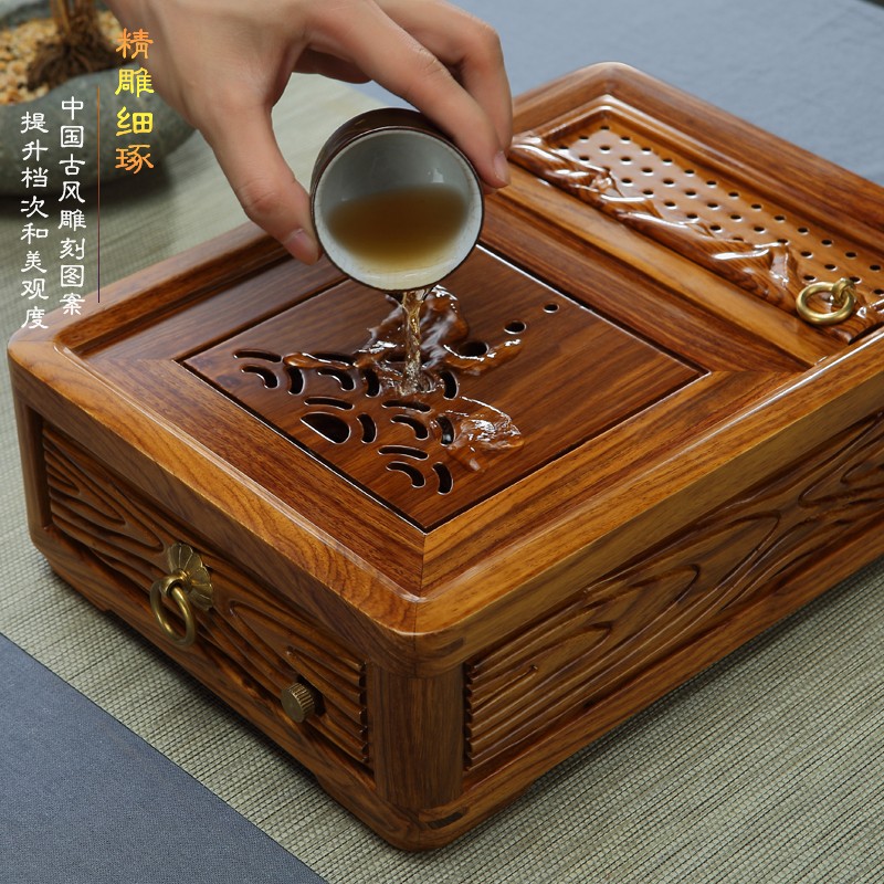花梨木小茶盘小型家用便携实木功夫茶具干泡迷你木茶台茶海茶托盘