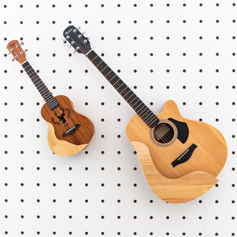 木目iwood 15mm圆孔洞洞板配件实木吉他挂架 墙上乐器收纳展示架