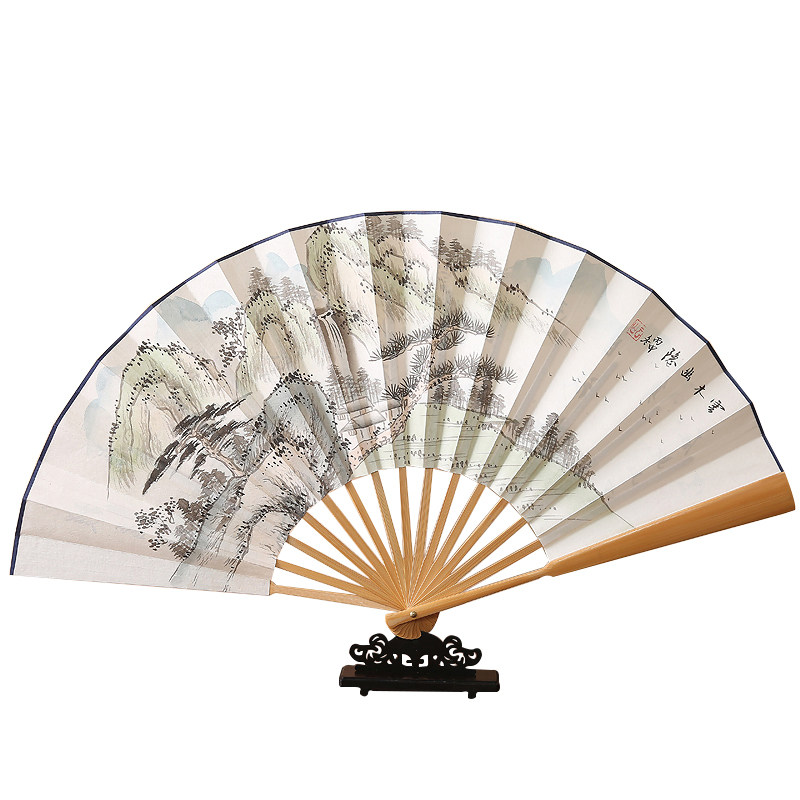 扇子折扇中国风男士10寸手绘白纸扇 礼品绘画扇 日用工艺古风竹扇