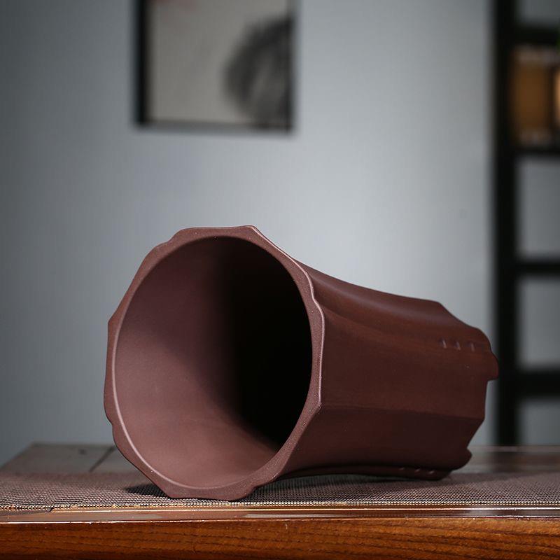 精品紫砂花盆陶瓷春蕙建寒兰花专用盆悬崖多肉老桩法师送拖盘清仓