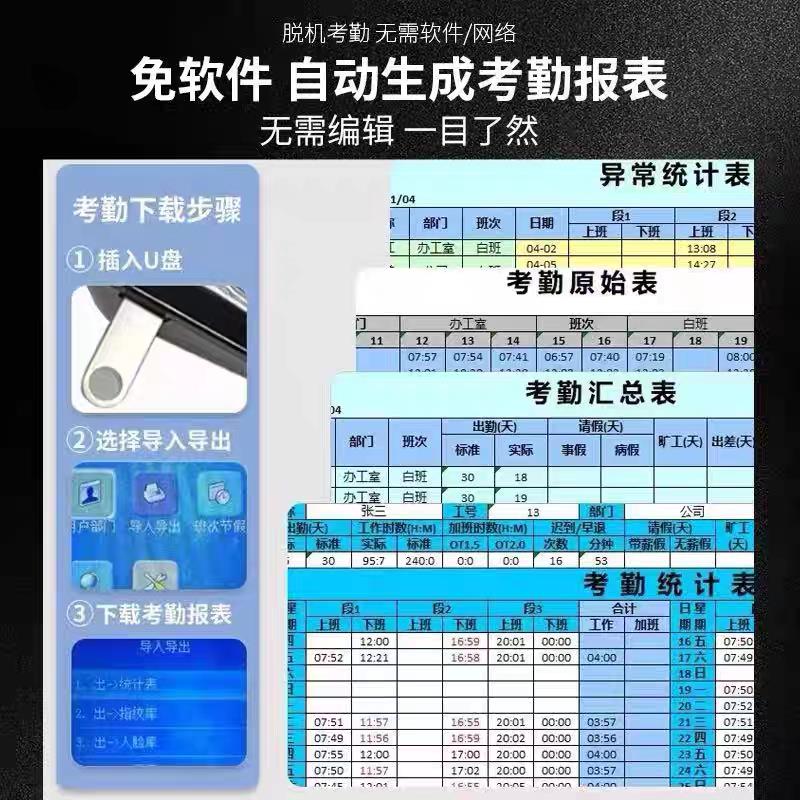 爱宝牌F-168W人脸识别考勤机公司员工上班指纹刷脸签到打卡一体机