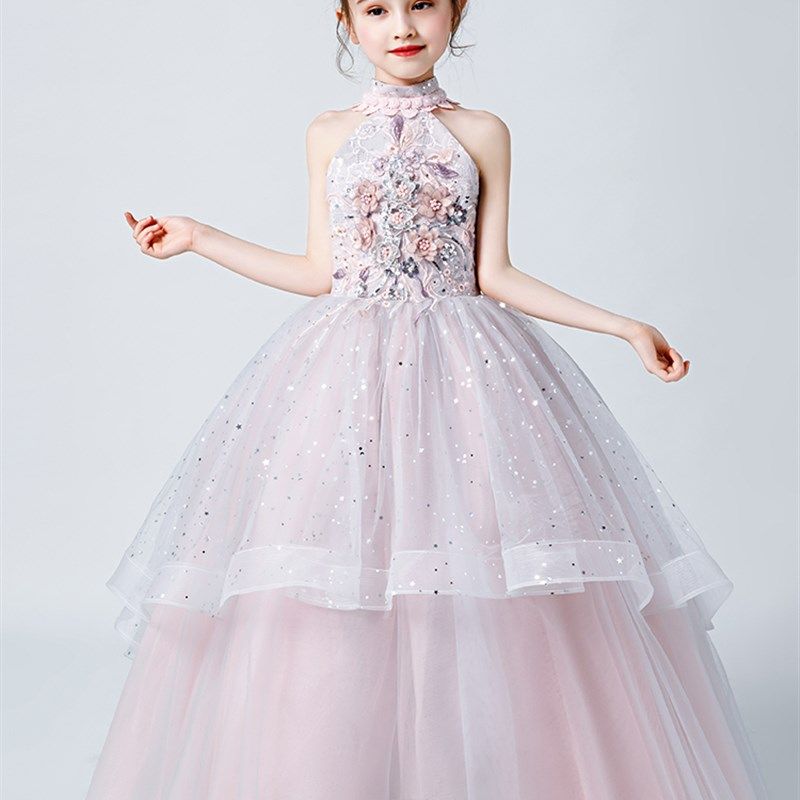 儿童礼服公主裙洋气花童生日蓬蓬纱高端主持人女童钢琴演出服走秀