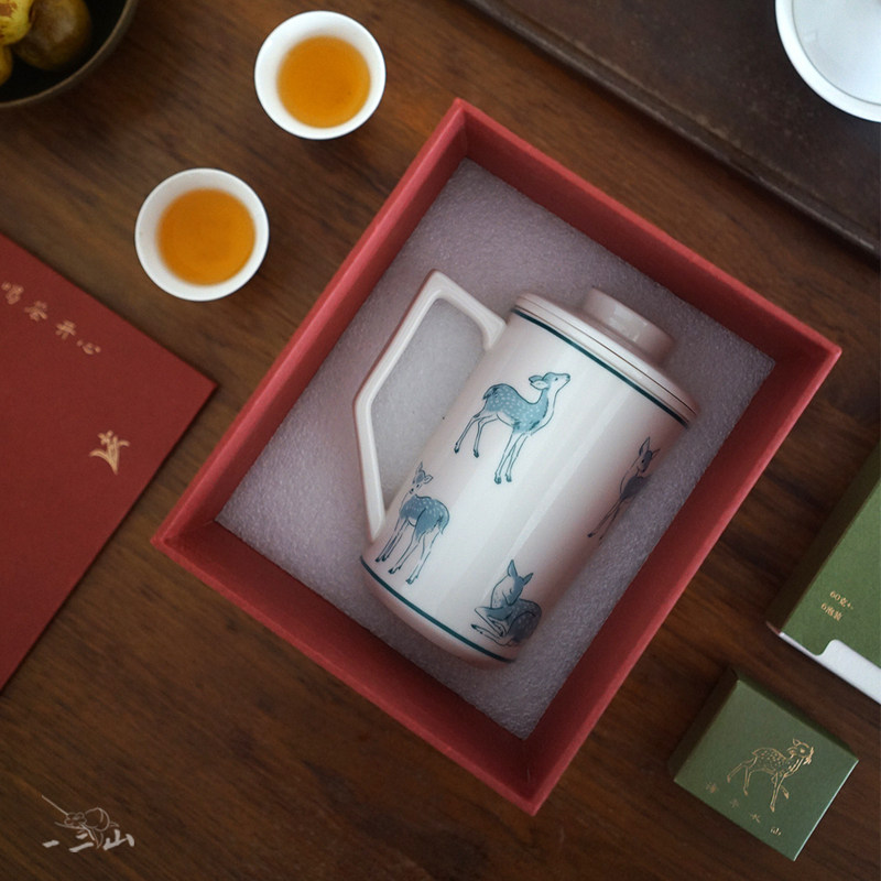 皇小小 小鹿杯小兔杯 陶瓷水杯可携式茶杯 办公室家用马克杯茶具