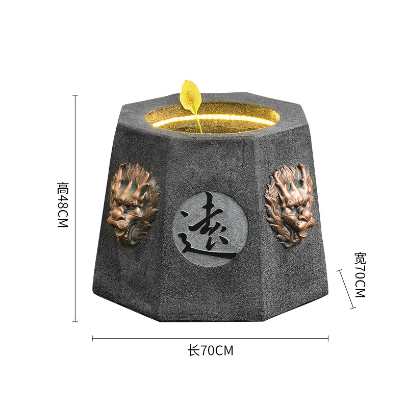 新中式创意落地循环水古井流水喷泉招财门口摆件装饰景区庭院造景