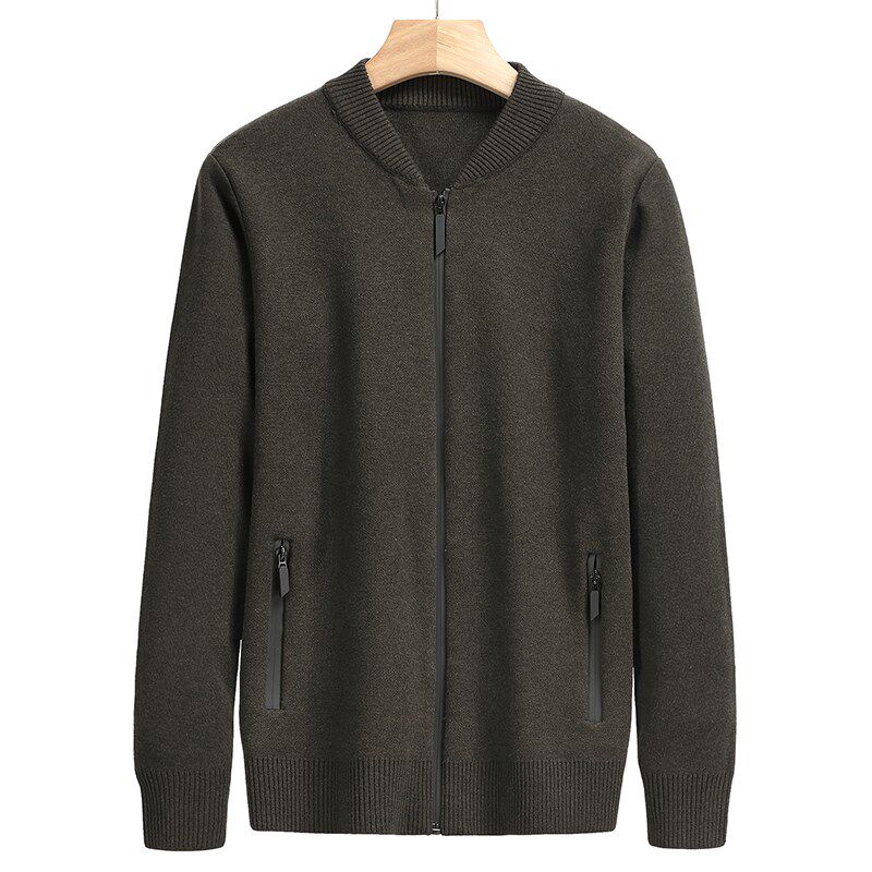 春秋款中年男士春装爸爸装毛衣中老年人薄款休闲拉链开衫外套夹克