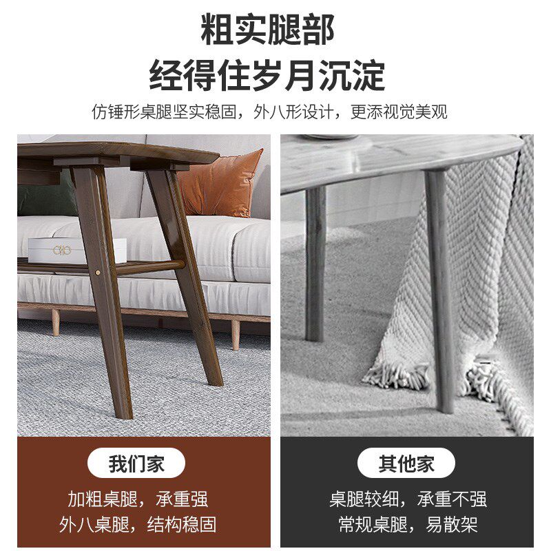 茶几客厅家用阳台茶桌茶台小户型轻奢高级感简易双层楠竹桌子圆形