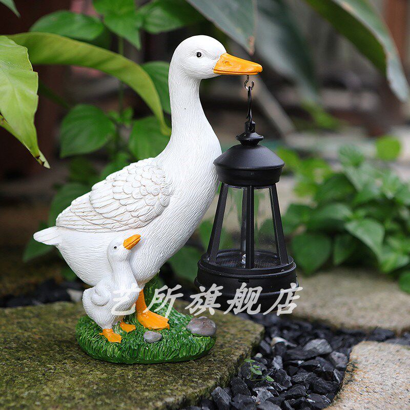太阳能摆件灯户外庭院仿真创意鸭子灯花园院子装饰树脂动物小夜灯