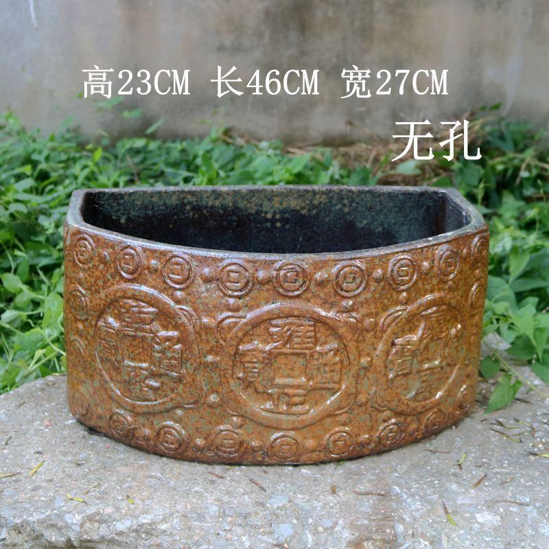 粗陶无孔花盆睡莲铜钱草大号精品鱼缸纯手工复古室内花器厂家直销
