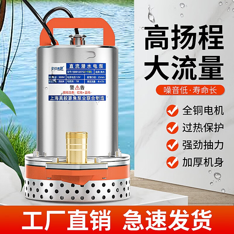 水泵潜水泵水鳖12/24/48/60v电瓶车浇地抽水浇菜直流高扬程家用