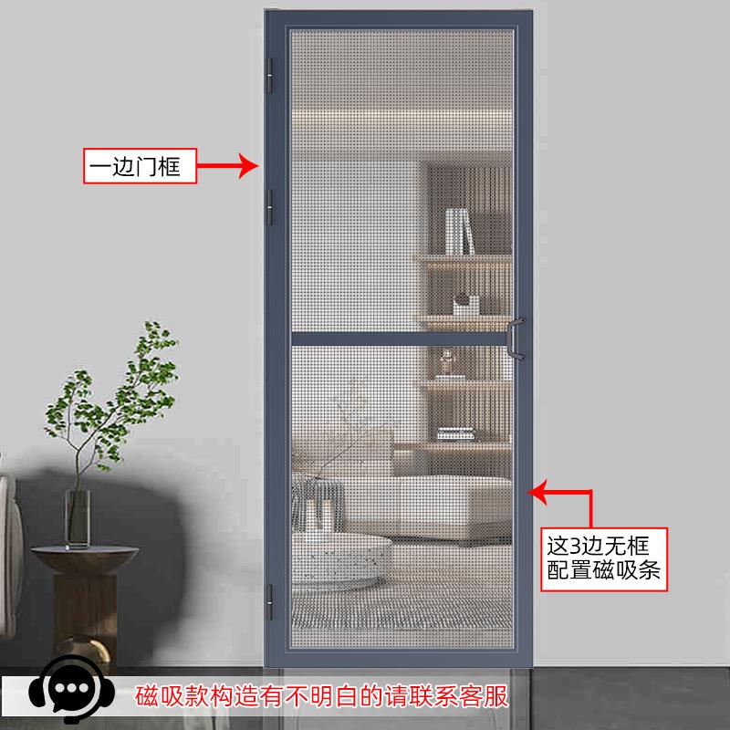 金刚网平开纱门通风防蚊防盗防鼠纱窗门定制带锁房间阳台入户纱门