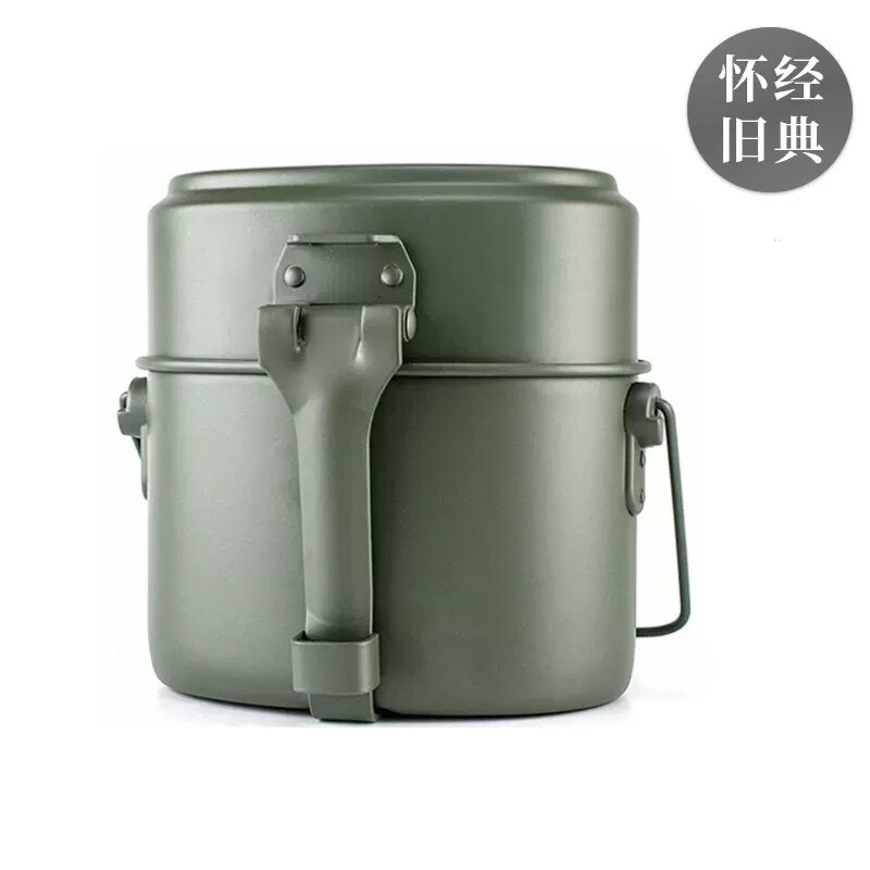 德式单兵饭盒老式怀旧便当盒户外多功能饭盒套装铝制水壶烧烤饭盒