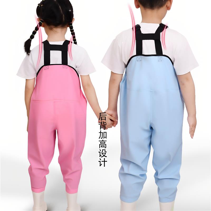 儿童下水裤学生玩水连身衣裤雨水靴玩沙水沙滩赶海服小孩雨衣雨鞋