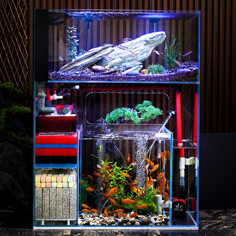 超白鱼缸中小型底滤金鱼溪流缸家用客厅生态水族箱下过滤2026新款