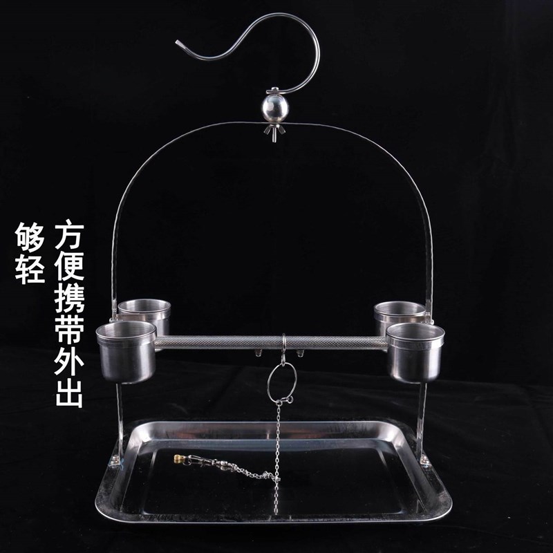 不锈钢鹦鹉小型虎皮鸟笼子伯劳鸟站架玄凤牡丹金属鸟架子小站架