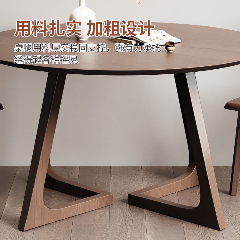 全实木餐桌咖啡厅木质桌子胡桃木小圆桌商务会客接待洽谈桌椅组合