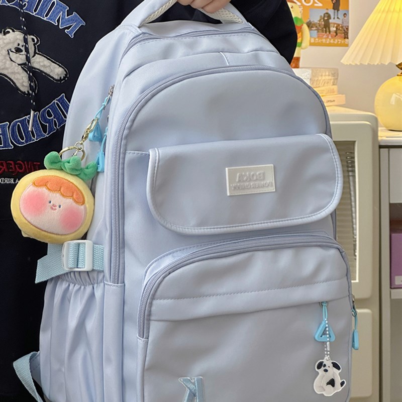 轻便双肩包女2023新款大容量黄色日系书包初中女生学院风旅行揹包