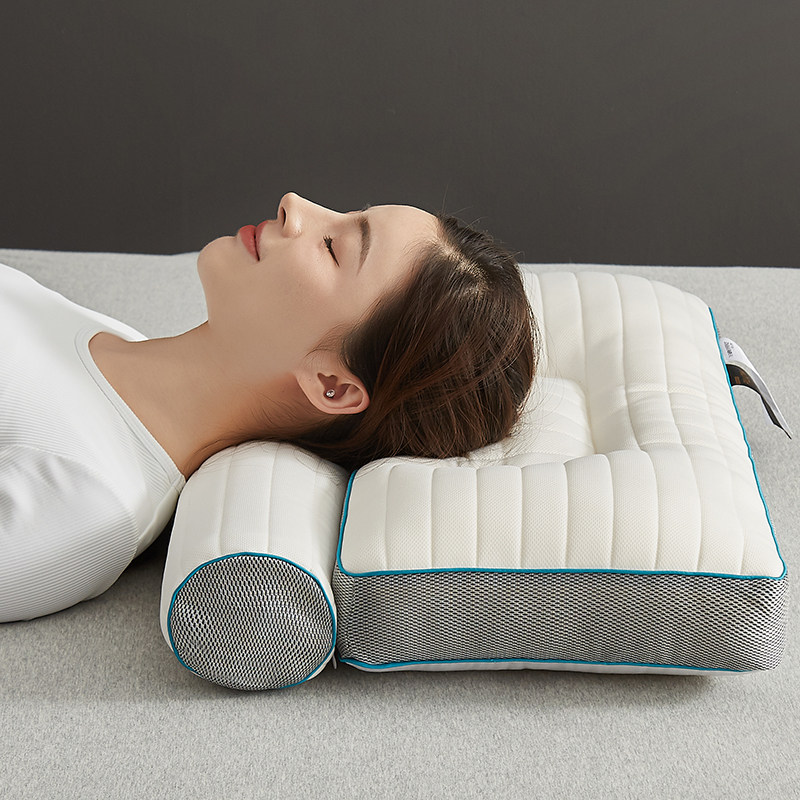 乳胶枕荞麦枕芯圆柱全荞麦壳枕反牵引枕头护颈椎助睡眠一对装整头