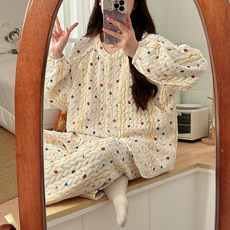 空气棉月子服春秋冬季款产后12月份11加厚喂奶哺乳家居服孕妇睡衣