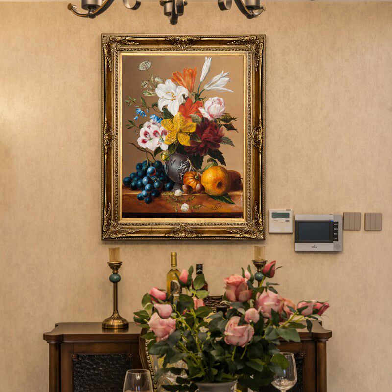 亨德里克世界名油画欧式静物百合玫瑰水果花卉客餐厅玄关装饰280