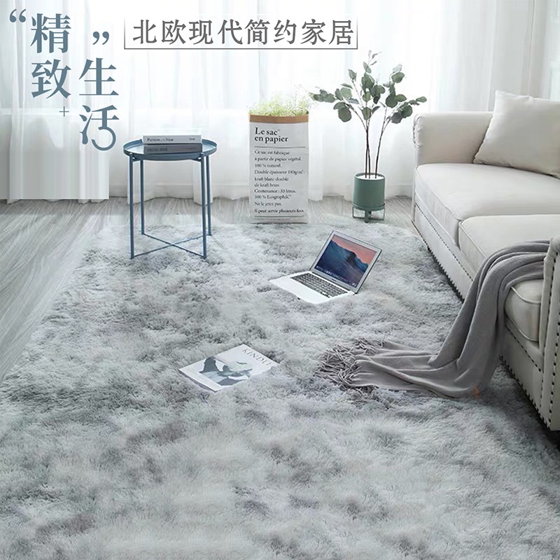 北欧现代简约长毛地毯家用满铺毛绒垫多尼尔客厅茶几卧室用床边毯