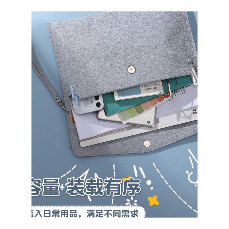 皮质文件袋A4商务收纳资料袋大容量韩版文件包扣防水大容量办公档