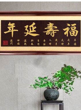 老人家福寿延年贺匾贺寿生日牌匾大寿挂匾笑迎古稀字画匾寿诞木扁