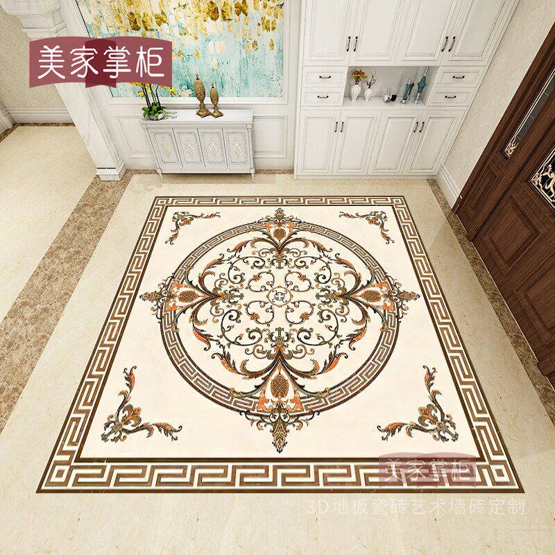 新款中式拼花地砖定做别墅进门入户玄关客厅造型釉面瓷砖800x800