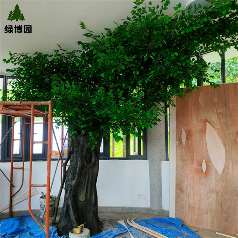仿真假树古榕树水泥树室内饭店餐厅商场包柱子大型景观树上门定制