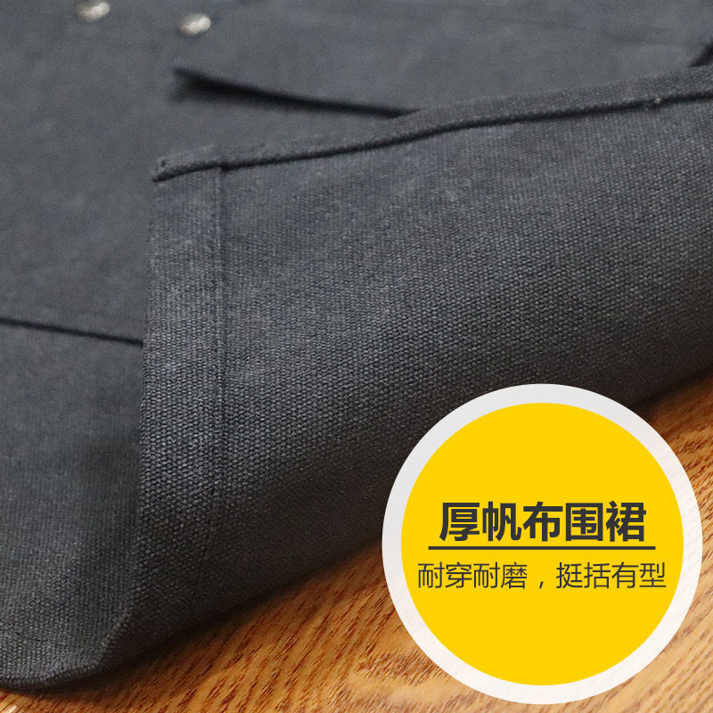 欧美风加厚帆布围裙多口袋工匠园艺工作服多兜汽修师工具围腰男士