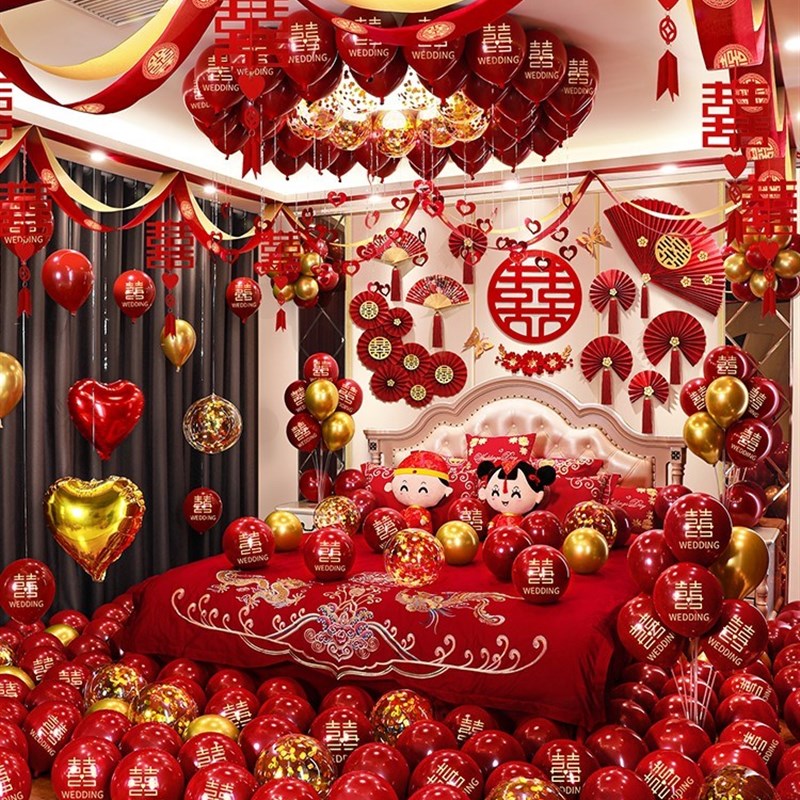 婚房布置套装气球婚礼新房男方女方装饰套餐婚庆卧室结婚用品35